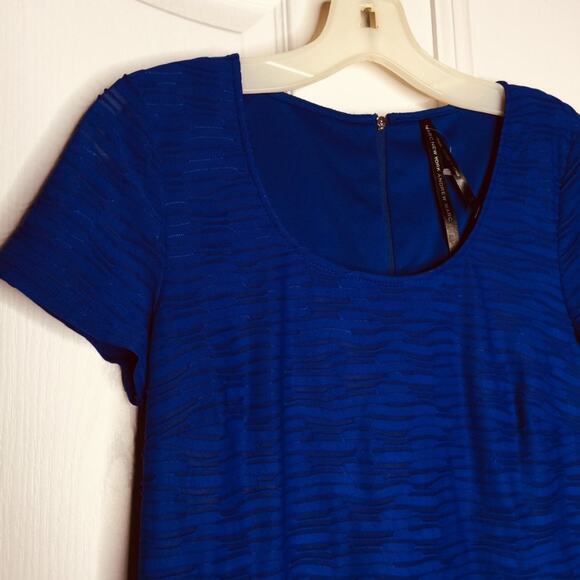Marc New York Andrew Marc Short Sleeve A-Line Texture Knit Jacquard Dress MEDIUM - Picture 8 of 9